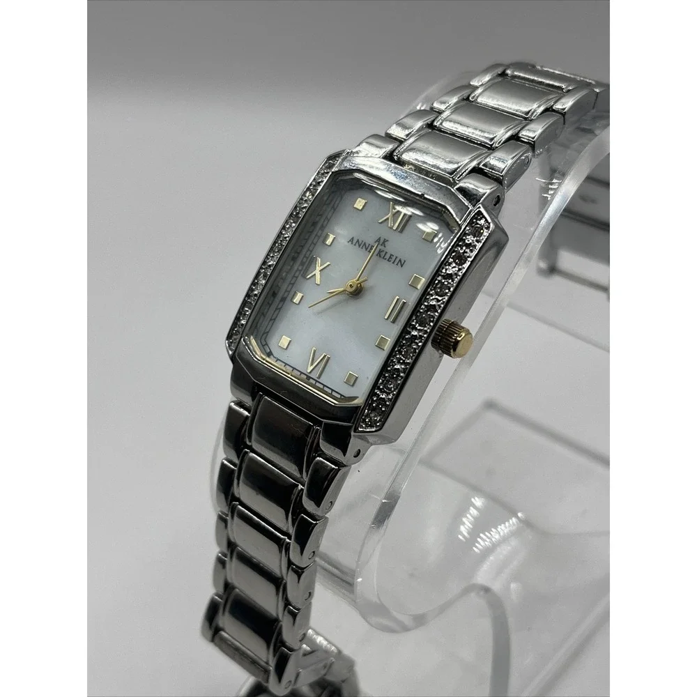 Anne Klein Women's MOP Dial Quartz Watch Swarovski Crystals 10/9609- New Battery
